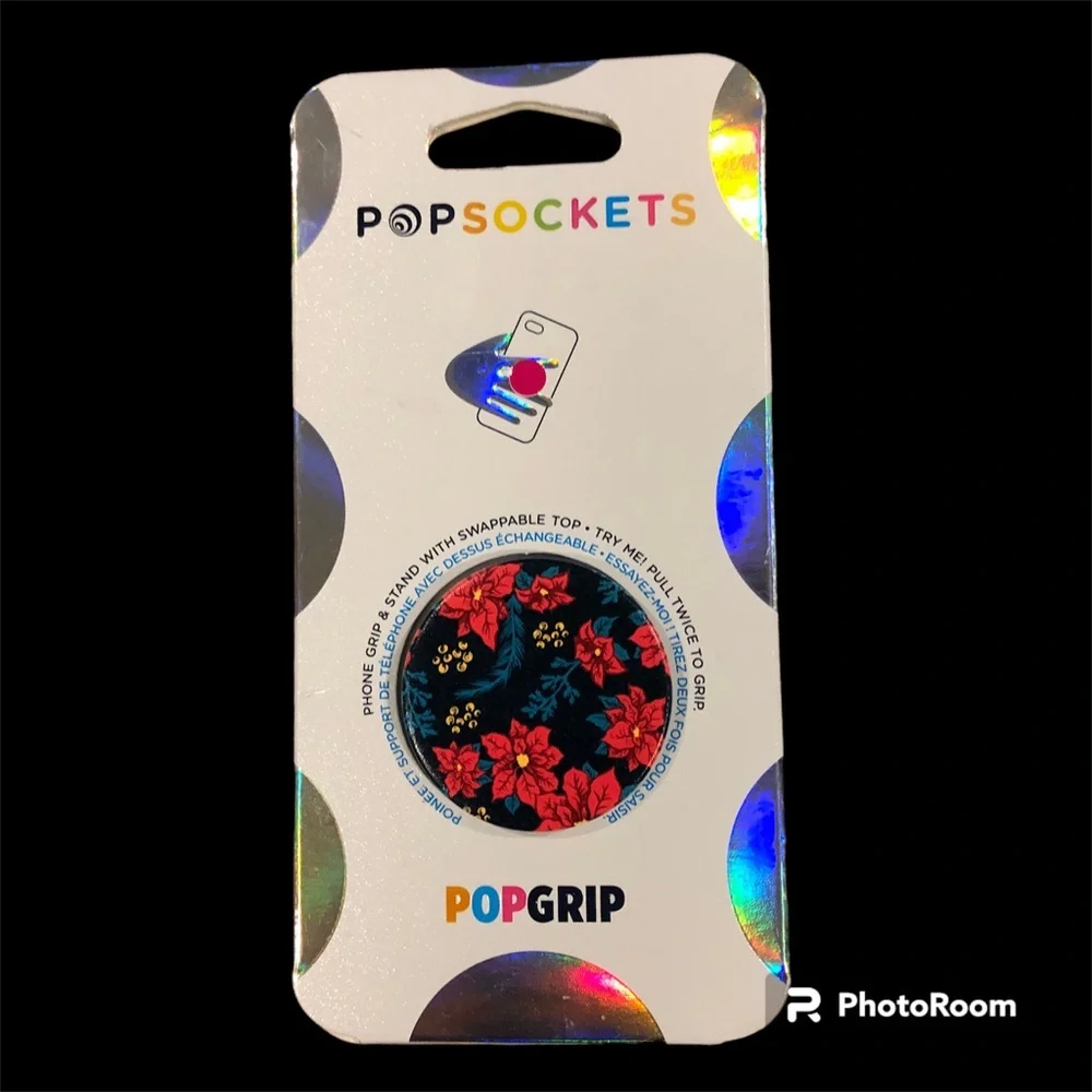 NIP Poinsettia PopSocket PopGrip Stand and Grip Phone Accessory